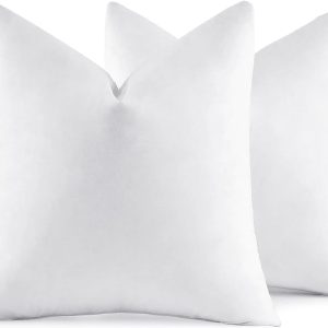 22x22 Pillow Inserts,Set of 2 Down Feather Throw Pillows for Couch Sofa Bed, Decorative Fluffy Throw Pillow Inserts Cotton Fabric,White