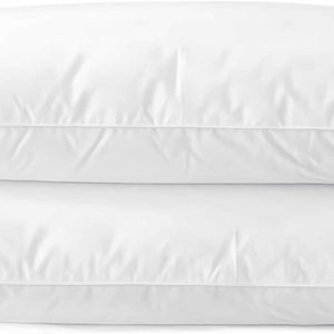 Ultra Thin Flat Soft Bed Pillows Standard Size Set of 2 Pack for Sleeping 20"x26", Hypoallergenic Skin Friendly Machine Washable