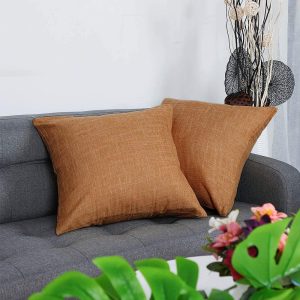 Linen Square Pillowcase 18x18 inches, Orange Decorative Cushion Cover