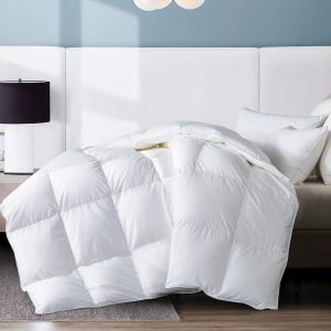 Twin Comforter,Filled with Feather and Down, White Duvet Insert - Luxurious Hotel Collection Bed Blanket Comforter - 100% Cotton Shell -Twin Size 64x88 Inch