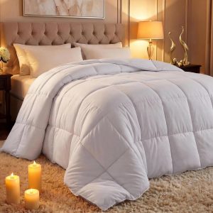 Comforter Duvet Insert, Quilted Comforter with Corner Tabs, Box Stitched Down Alternative Comforters  (White)