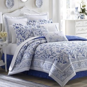 Twin Duvet Cover Set, Reversible Cotton Bedding with Matching Sham, Home Decor for All Seasons (Charlotte Blue, Twin)